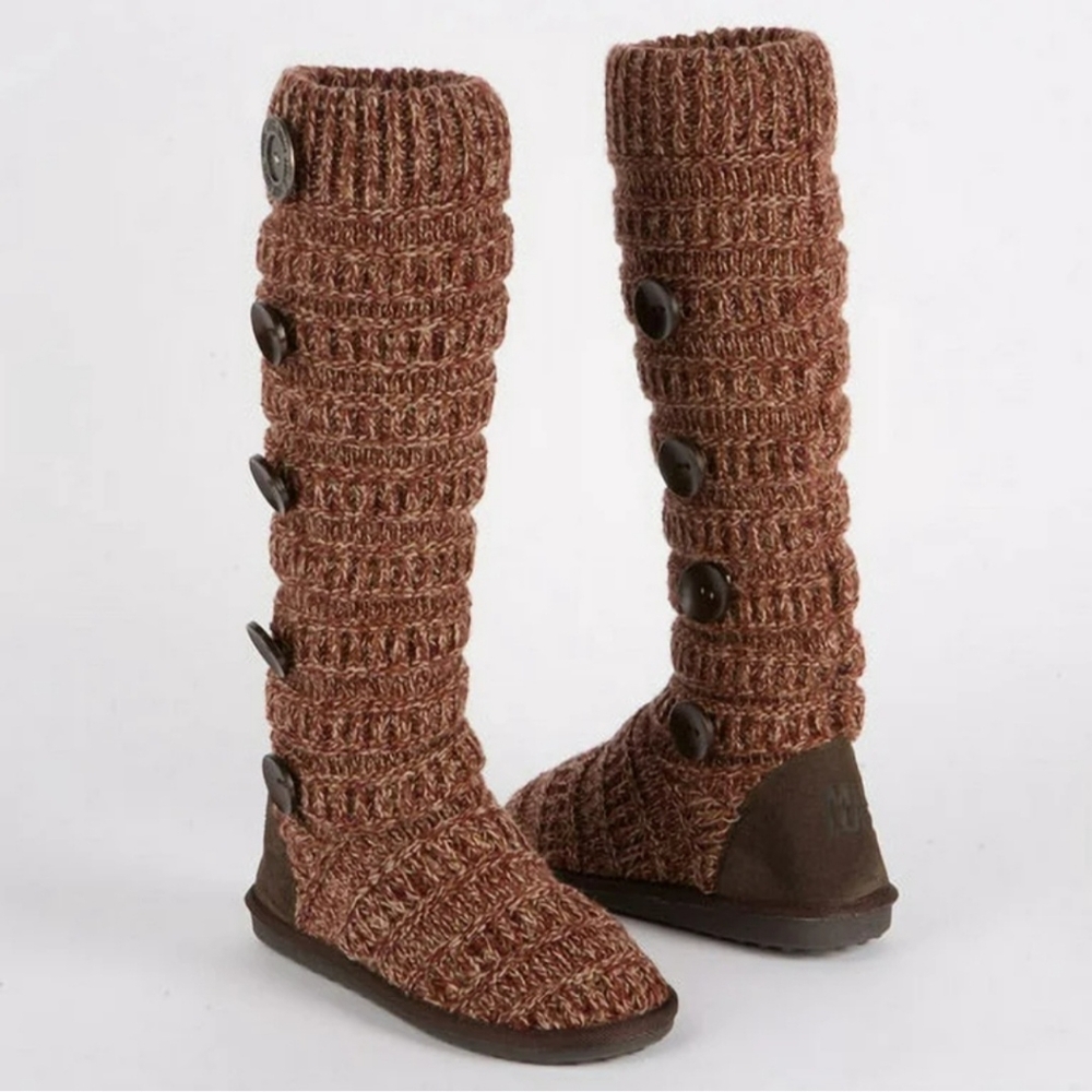 MUK LUKS Miranda Marled Sweater Fall Winter Tall Knit Boho Slouchy Boots Sz 6